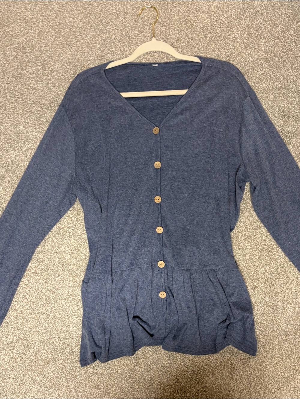 💙 Blue Button-Up Cardigan | Long Sleeve | Cozy Everyday Layer